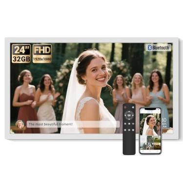 Imagem de BSIMB Porta-retrato digital grande 61 cm, 1920 x 1080 FHD WiFi, tela eletrônica de 32 GB, suporte de parede incluído, compartilhe fotos/vídeos via aplicativo, fácil configuração, presentes para mães