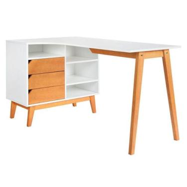 Imagem de Escrivaninha de Canto Branco 3/Gavetas - Move Casa