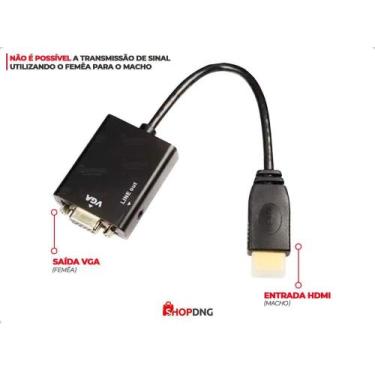 Imagem de Cabo Conversor Adaptador Hdmi Macho Para Vga Fêmea Com Áudio - ShopDng