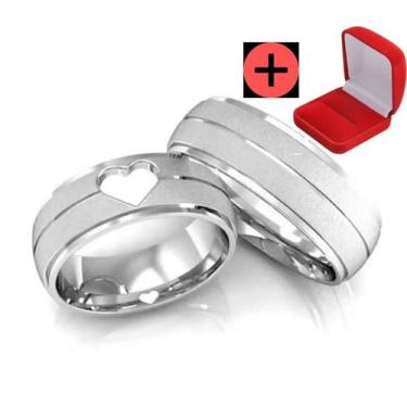 Imagem de Par Alianças Compromisso Namoro 6mm Prata Barata Coração - Jewelery,  