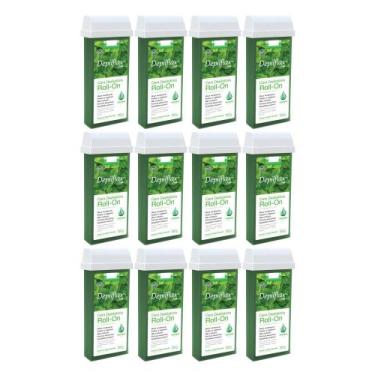 Imagem de Combo 12 refil cera roll on hortelã 100g depilação depilflax