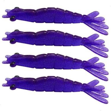 Imagem de kit 4 Iscas Camarão Artificial 8cm - Pesca Robalo Tucunare Corvina  - 