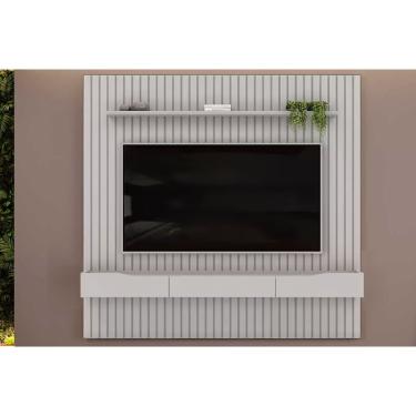 Imagem de Estante p/ Sala até 65 Pol Pratic Ripado c/ 3 Gavetas 223x240cm Bali - DJ Móveis