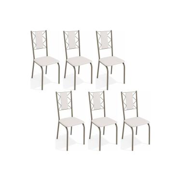 Imagem de Kit 6 Cadeiras de Cozinha Lisboa C076 6 Un Niquel/Branco 106 - Kappesberg
