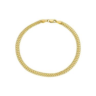 Imagem de Pulseira Veneziana Dupla Feminina 18cm Ouro 18k Maciça - DR Joias