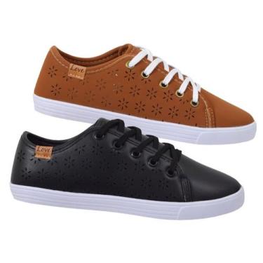 Imagem de Kit 2 Pares Tênis Feminino Casual Sapatilha Sapatenis Leve Confortável