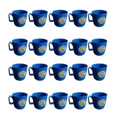 Imagem de Kit C/ 20 Caneca Plástico Escolar Merenda - Delverano, azul