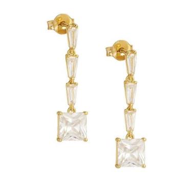 Imagem de Brinco Zirconia Folheado A Ouro - FAMA FOLHEADOS