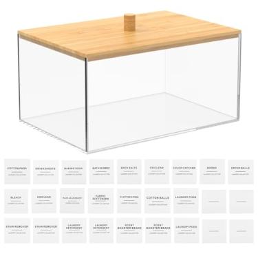 Imagem de ZJRDYYK Recipiente para máquina de lavar louça com tampa, suporte de folha de secador, recipiente para cápsulas de lavanderia e folhas de secadora, recipiente de armazenamento de folhas de detergente