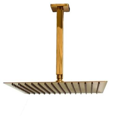 Imagem de Ducha Chuveiro Teto Inox Dourado Slim 20x20 Luxo Banheiro Banho Piscin
