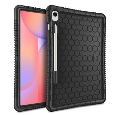 Imagem de Fintie Capa de silicone para Samsung Galaxy Tab S9 FE 10,9 polegadas/Galaxy Tab S9 11 polegadas 2023, [suporte para caneta S] Honey Comb Series Capa protetora leve à prova de choque, preta