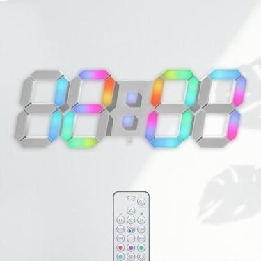 Imagem de Relógio de parede LED KOSUMOSU 15 RGB Digital para sala de estar