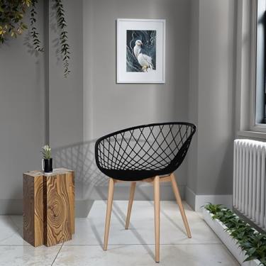 Imagem de Kit 4 Cadeiras Poltrona Clarice Sidera Nest Web C/Apoio De Braço Preto - Lianto Decor