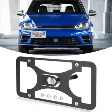 Imagem de Moldura de placa de carro resistente compatível com Volkswagen GTI&Golf R 2015–2017, suporte de gancho de reboque frontal com revestimento antiferrugem, instalação sem broca, parafusos antifurto e