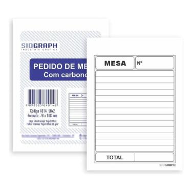 Imagem de Pedido Comanda De Mesa 50X2 20 Blocos Com Carbono 7,8X10,8Cm