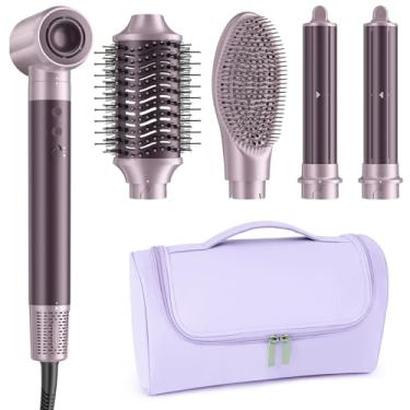 Imagem de MESCOMB Escova secadora de cabelo de dupla tensão para viagens – modelador de ar 5 em 1 com secador de cabelo de alta velocidade, iônico antifrizz, design compacto com bolsa de viagem, ideal para uso