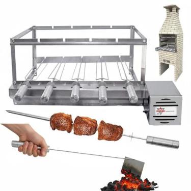 Imagem de Brasa Grill Gira 5 Espetos para Churrasqueiras Pré Moldadas 65cm, 1 Es