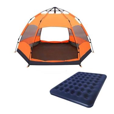 Imagem de Kit barraca camping 5-8 pessoas + colchão casal inflável - OMEGA