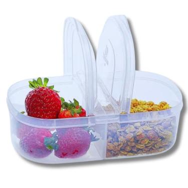 Imagem de Marmita Fit 650ml com 2 Divisórias – Pote de Plástico para Refeições, Lanches e Saladas – Prática, Reutilizável e Ideal para Dieta, Academia, Trabalho e Escola ou Faculdade (Transparente)