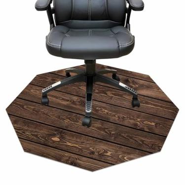 Imagem de Tapete de cadeira de grão de madeira para piso de madeira para escritório, cadeiras com rodinhas marrom retrô rígido e protetor de piso de azulejo para mesa de jogos de computador, 90 cm, estilo-6