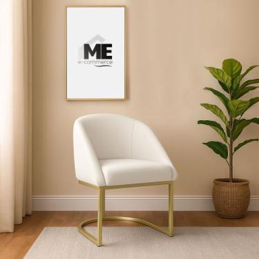 Imagem de Banqueta Poltrona Lua Penteadeira E Salão Com Base Metálica, BEGE