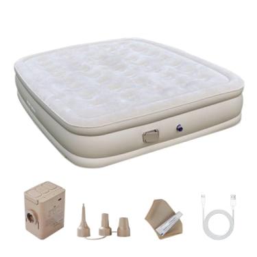 Imagem de Colchão Inflável (Colchão de Ar) de Alta Resistência com Colunas em Matriz e Bordas Reforçadas (Bege, Queen (padrão dos EUA))