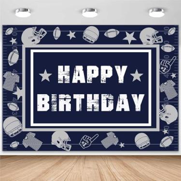 Imagem de Sensfun Decoração de festa de aniversário de futebol, cenário esportivo, super jogo, touchdown, futebol, faixa de feliz aniversário, decoração de festa esportiva, rugby, fundo fotográfico, 1,8 x 1,2 m