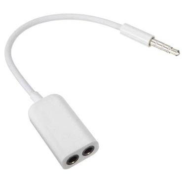 Imagem de Adaptador de Audio P2 Stereo para 2 Fones - Branco - (P2 3,5mm Macho X 2 P2 3,5mm Fêmea)