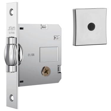 Imagem de Fechadura 1005 Tetra Com Trinco Rolete E Roseta Quadrada Cromado - 14256 - Stam