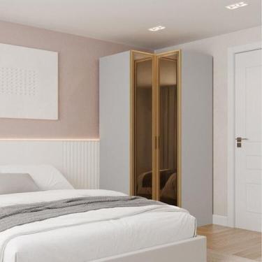 Imagem de Guarda Roupa de Canto Reto Modular 95cm Porta Reflecta e Cabideiros Ja