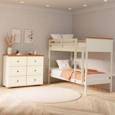 Imagem de Conjunto Dormitório 1 Beliche 1 Cômoda Ananda CabeCasa MadeiraOriginal