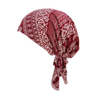 Imagem de Gorro feminino babado câncer quimio chapéu cachecol turbante cabeça en