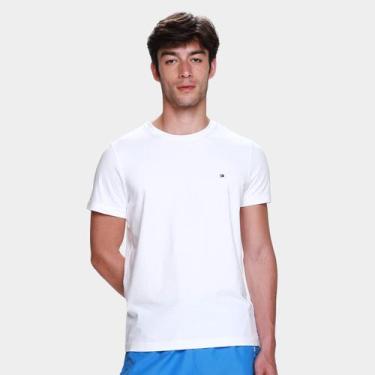 Imagem de Camiseta Slim Tommy Hilfiger Stretch Fit Masculina, Branco, GG