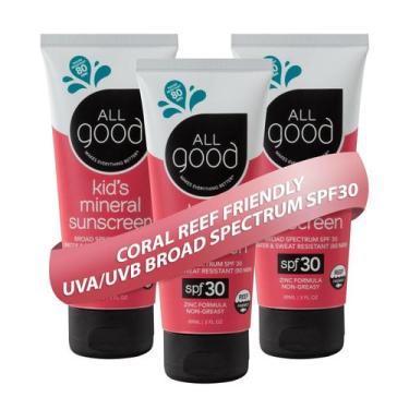 Imagem de Loção de proteção solar All Good Baby & Kids SPF 30 89ml, pacote com 3