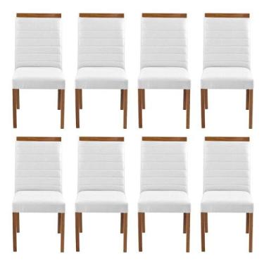 Imagem de Kit 8 Cadeiras Decorativas Sala de Jantar Luxo Sueli Facto Branco - Mo
