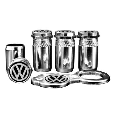Imagem de Bico Tampa Pino de Válvula Antifurto Cromado Para Roda Emblema VW Volkswagen