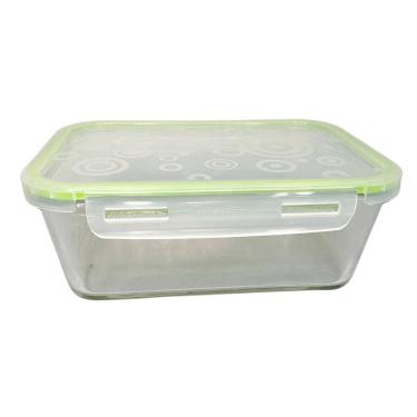 Imagem de Pote Retangular De Vidro Hermético 1500Ml Com Tampa
