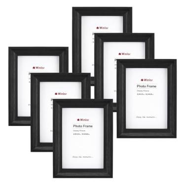 Imagem de Winlor Mini porta-retratos de 6 x 9 cm (pacote com 6) – Porta-retratos tamanho carteira pequena, para parede, mesa, decoração de casa e escritório, conjunto de molduras Polaroid duráveis e compactas