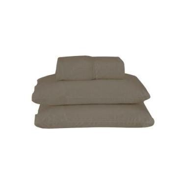 Imagem de Jogo De Lençol Usual Casal 3 Peças Percal 180 Fios - Marrom - 80% Poli