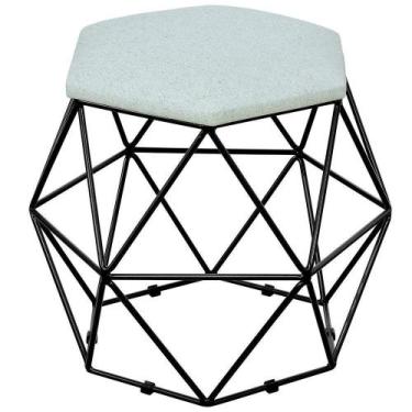 Imagem de Puff Aramado Preto Six L02 Linho Cinza - LYAM DECOR