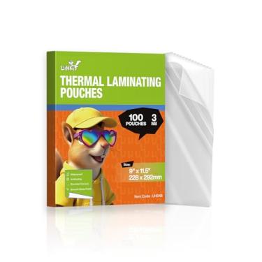 Imagem de Uinkit Bolsas de laminação térmica 3 mm de espessura 22 x 29 cm folhas de laminação para proteção extra para carta selada tamanho 21 x 28 fotos e documentos, pacote com 100 folhas, papel laminado