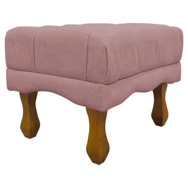 Imagem de Kit 2 Puffs Decorativos Duque Retangular Bouclé Premium Capitonê - Rose Buclê