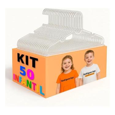 Imagem de Cabide Infantil Acrilico Kit 50 Transparente Organizador Rod