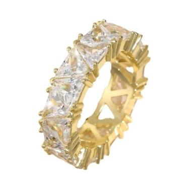 Imagem de Anel De Noivado Feminino Banhado a Ouro 18K Com Zircônia Cúbica Baguet