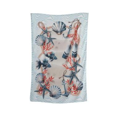 Imagem de Canga De Praia Döhler Viscose Blue Waves, Bege