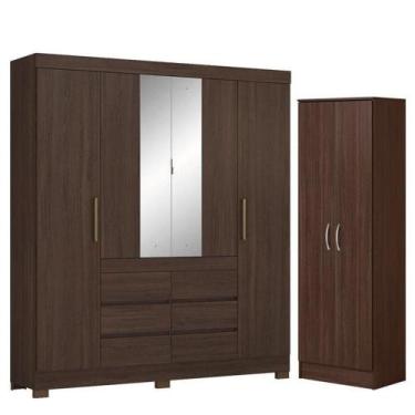 Imagem de Guarda Roupa Casal Cádis Com Sapateira Multiuso Golden Café - Demóbile