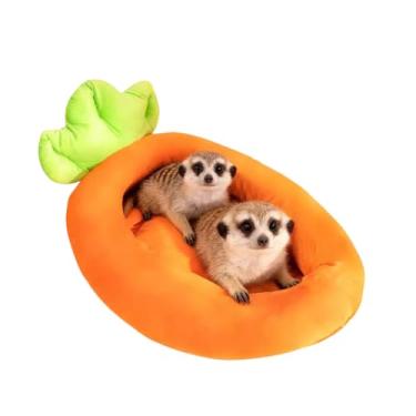 Imagem de Copfeu Cama de raposa para aquecer o inverno, macia, confortável e adorável pelúcia em forma de cenoura com lã espessa, resistente ao frio e fofa, lavável na máquina, cama pequena para animais de