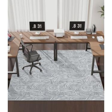 Imagem de chakme Tapete de cadeira de escritório para piso de madeira, 183 x 122 cm, protetor de mesa de computador fácil de deslizar para cadeira de rodinhas embaixo da mesa, suporte antiderrapante, lavar à