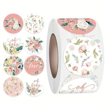 Imagem de 1 rolo de 500 peças de adesivos florais de agradecimento, adesivos à prova d'água para álbuns, guitarra, geladeira, skate, caderno, envelopes, cartões - adesivos decorativos para o dia das mães