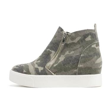 Imagem de Soda Taylor Bota de salto alto invisível com sola anabela e zíper lateral, Camuflagem, 7.5